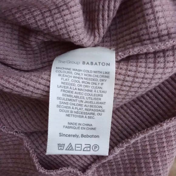 Women's Babaton Light Mauve Thermal Cowl Neck Sweater Size Small Tunic - Picture 15 of 16